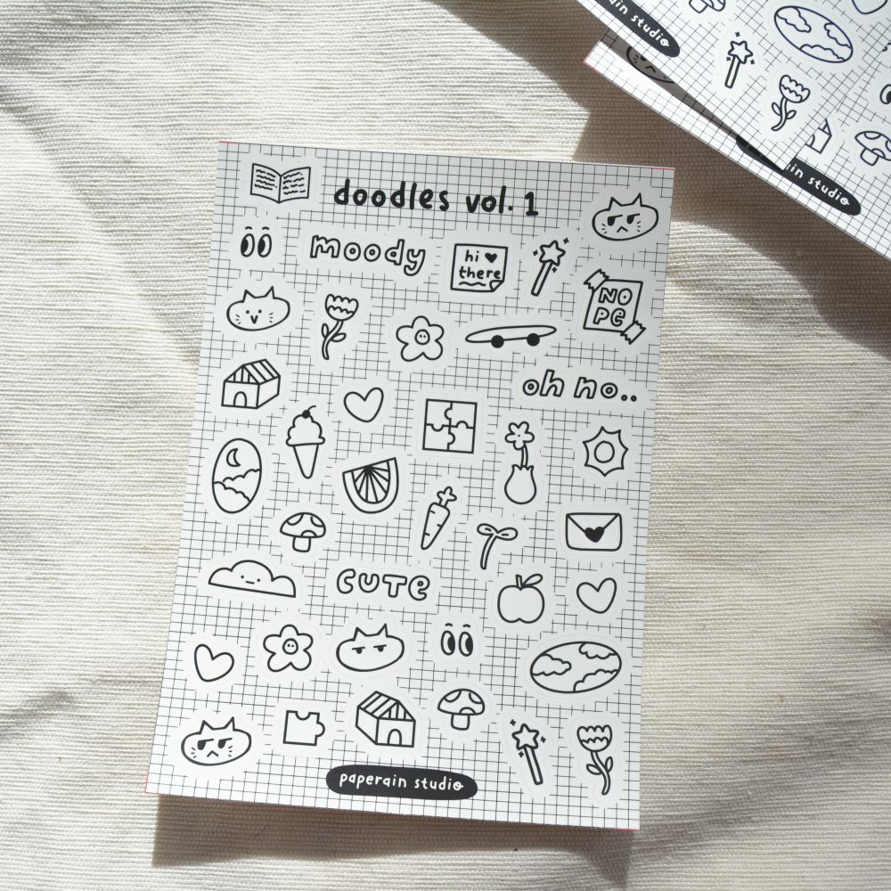doodles vol 1 sticker sheet